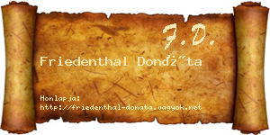 Friedenthal Donáta névjegykártya